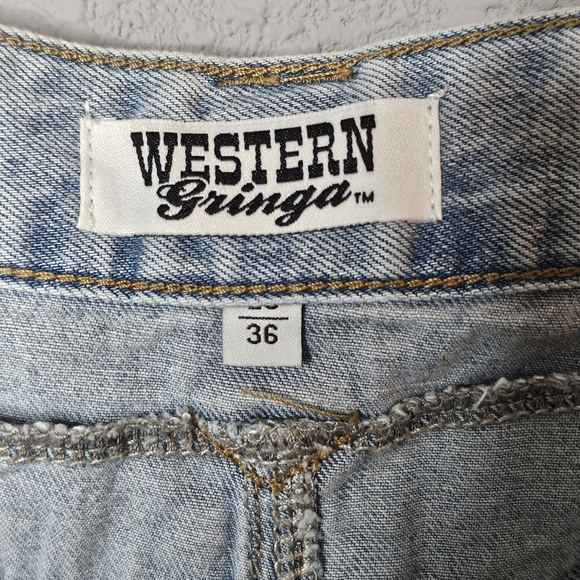 Western Gringa Bareback Jeans 28 / 36 Blue Bootcut Cowgirl Country Horseshoe - Picture 11 of 12